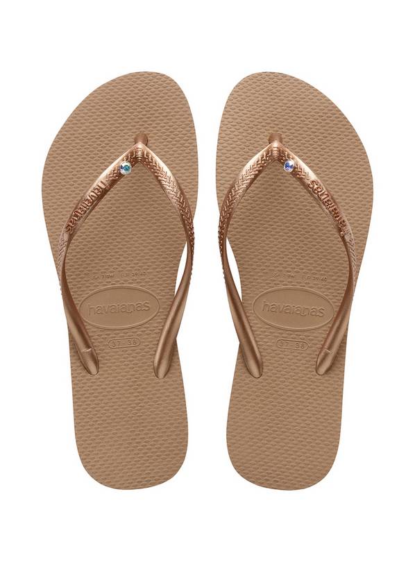  HAVAIANAS Slim Crystal Sw Ii Flip Flops Rose Gold 35/36